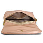 Flap Over Quilted Crossbody Sling Bag Hot Beige