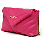 Flap Over Quilted Crossbody Sling Bag Hot Pink