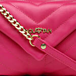 Flap Over Quilted Crossbody Sling Bag Hot Pink