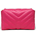 Flap Over Quilted Crossbody Sling Bag Hot Pink