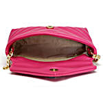 Flap Over Quilted Crossbody Sling Bag Hot Pink