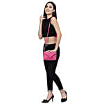 Flap Over Quilted Crossbody Sling Bag Hot Pink