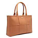 Vegan Leather Weave Tote Bag Tan