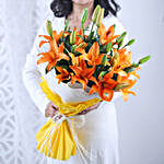 Bouquet Of 8 Orange Asiatic Lilies