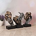 Face Cut Polyresin Figurine Set of 3