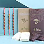 Sneh Blessed Rudraksha Rakhi Set & FNP Chocolate