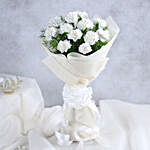 12 White Carnations Bouquet