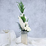 Premium White Roses Glass Vase