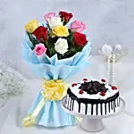 Roses and Black Forest Cake Eggless Standard