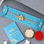 Sneh Ganesha Rakhi & Lotus Lapel Pin Combo