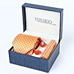 Sneh Designer Rakhi & Orange Paisley Necktie Gift Set