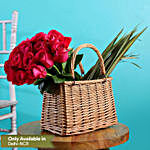 Aqua Roses In Handle Basket