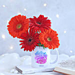 Joyful Gerberas Leo Personalised Mug