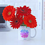 Joyful Gerberas Leo Personalised Mug