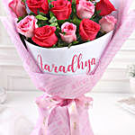 Personalised Grace Pink Rose Bouquet