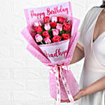 Personalised Grace Pink Rose Bouquet