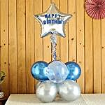 Happy Birthday Star Balloon Bouquet- Silver & Blue