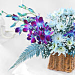 Mythic Beauty Orchids & Daisies Flower Basket