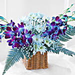 Mythic Beauty Orchids & Daisies Flower Basket