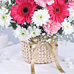 Blooming Spring Gerberas & Carnations Basket