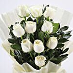 Heavenly 10 White Roses Bunch