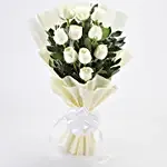 Heavenly 10 White Roses Bunch