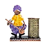 Handcrafted Pen Stand- Yellow & Purple