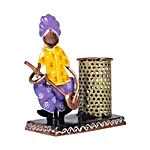 Handcrafted Pen Stand- Yellow & Purple