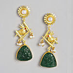 Antique Stone Drop Earrings- Green