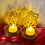 Ganesha N Laxmi Shadow Tealight Holder- Set of 2
