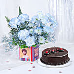Personalised Enchanted Flowers Vase & Truffle Cake