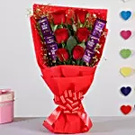 Passionate Red Roses Bouquet with Dairy Milk Chocolates