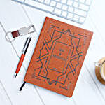 Personalised Brown Notebook & Pen Gift Set
