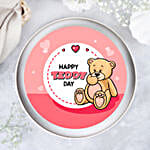 Cute Teddy Love Chocolate Photo Cake 1 Kg Eggless