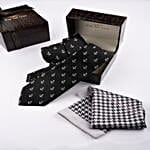 Black Anchor Tie & Pocket Square Set