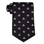 Black Anchor Tie & Pocket Square Set