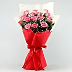 Sweet Memories Pink Roses Bouquet & Chocolate Cake