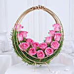 Aqua Blush Rose Crescent Flower Arrangement