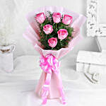 Delicate Love 6 Pink Roses Bunch