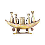 Antique Boat Shaped Metal Pen Stand