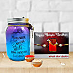 Foodie Brother Rakhi & Chocolate String Light Jar