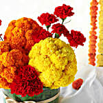 Festive Bliss Mixed Flowers Thali Vase