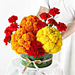 Festive Bliss Mixed Flowers Thali Vase