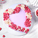 Strawberry Heart Floral Cake 500gm Eggless