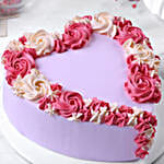 Strawberry Heart Floral Cake 500gm Eggless
