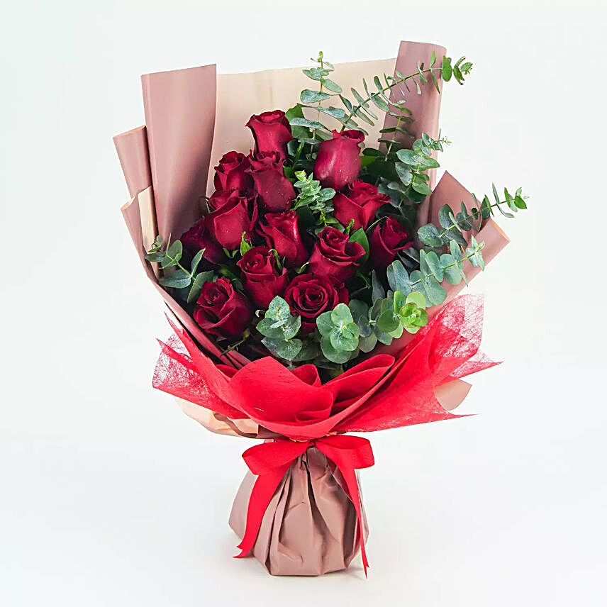 13 Red Roses Bouquet:Same Day Gift Delivery in Saudi Arabia