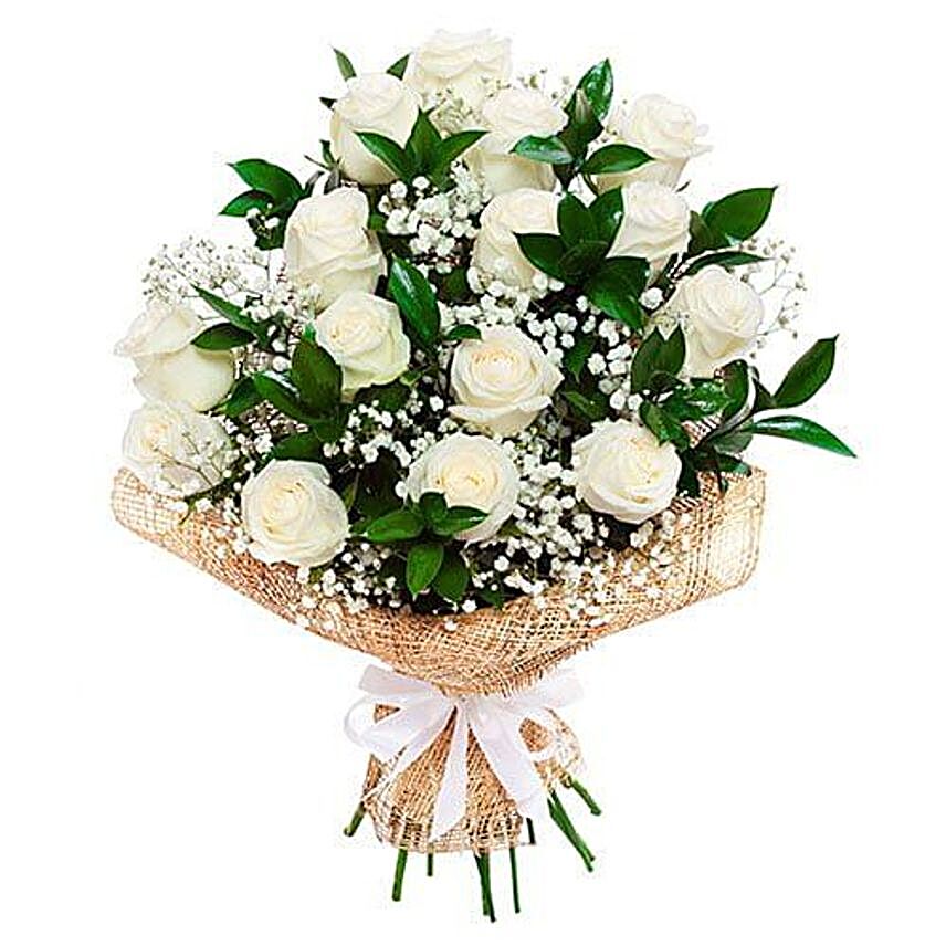 Soothing White Roses Bouquet