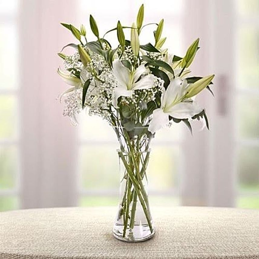 Lily Vase Arrangement:Lilies to Saudi Arabia