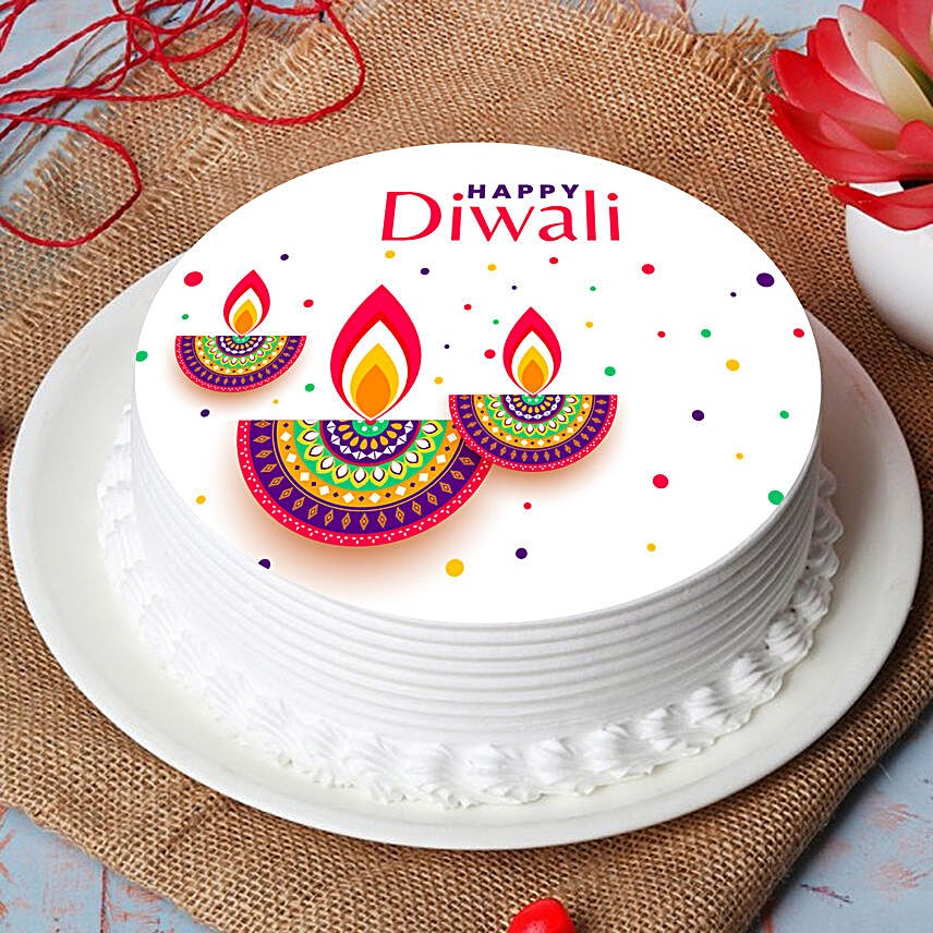 Diwali Diyas Print Cake:Send Diwali Gifts to Saudi Arabia