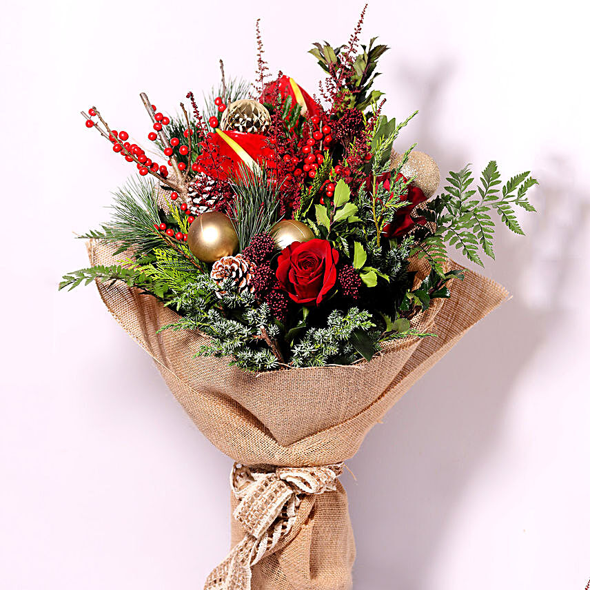 Xmas Theme Flower Bouquet:Christmas Gifts in Saudi Arabia